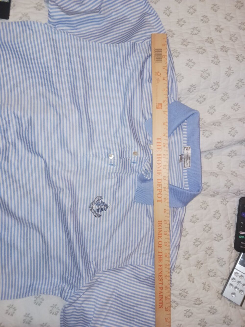 Peter Millar Light Blue & White Striped Polo